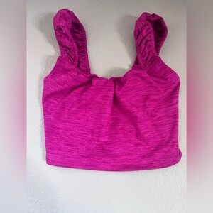 FP Movement by Free People Bright Pink Gathered Crop Top